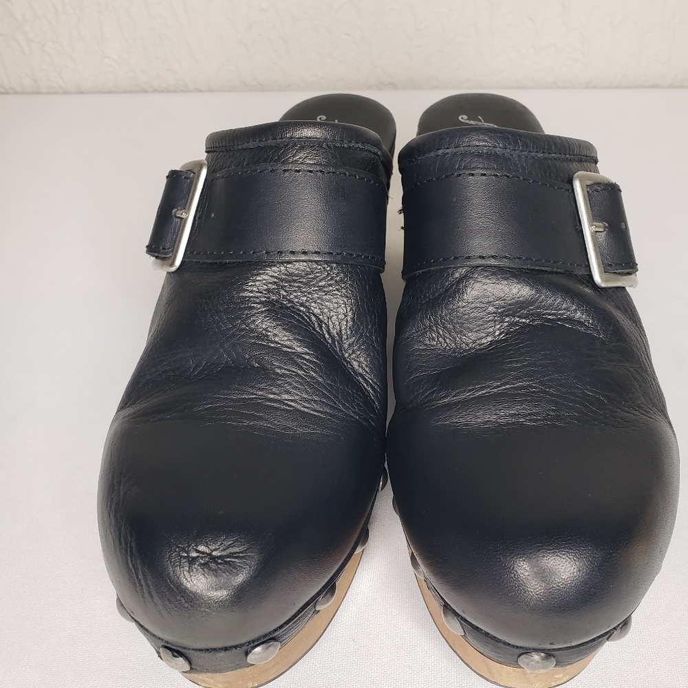 Free People Culver City Platform Wooden Black Clogs Studds Size 40 EU 10 US - Picture 3 of 14